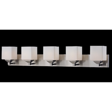 Z-Lite Quube 5 Light Vanity, Brushed Nickel & Matte Opal 2104-5V
